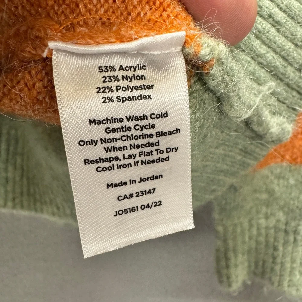 Talbots Sweater Womens Large Striped Crewneck‎ Multi-Color Casual Fuzzy Knit